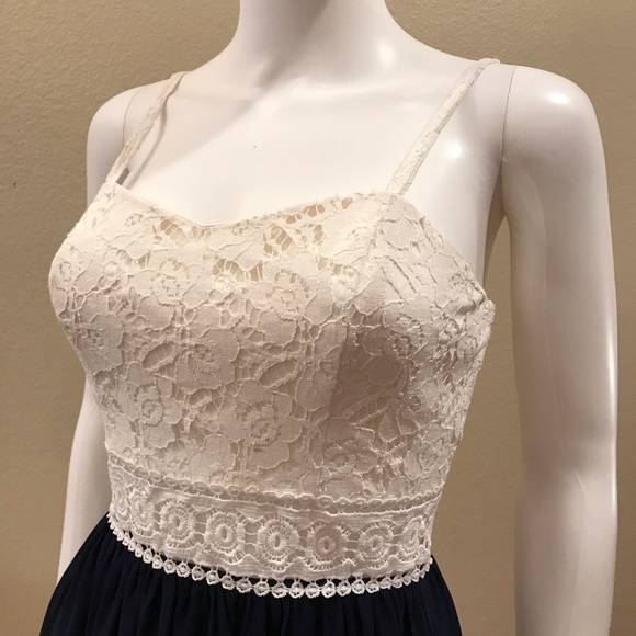 IN San Francisco Formal Dress Size 5 Blue White Mini Dress Prom Graduation - Picture 9 of 14